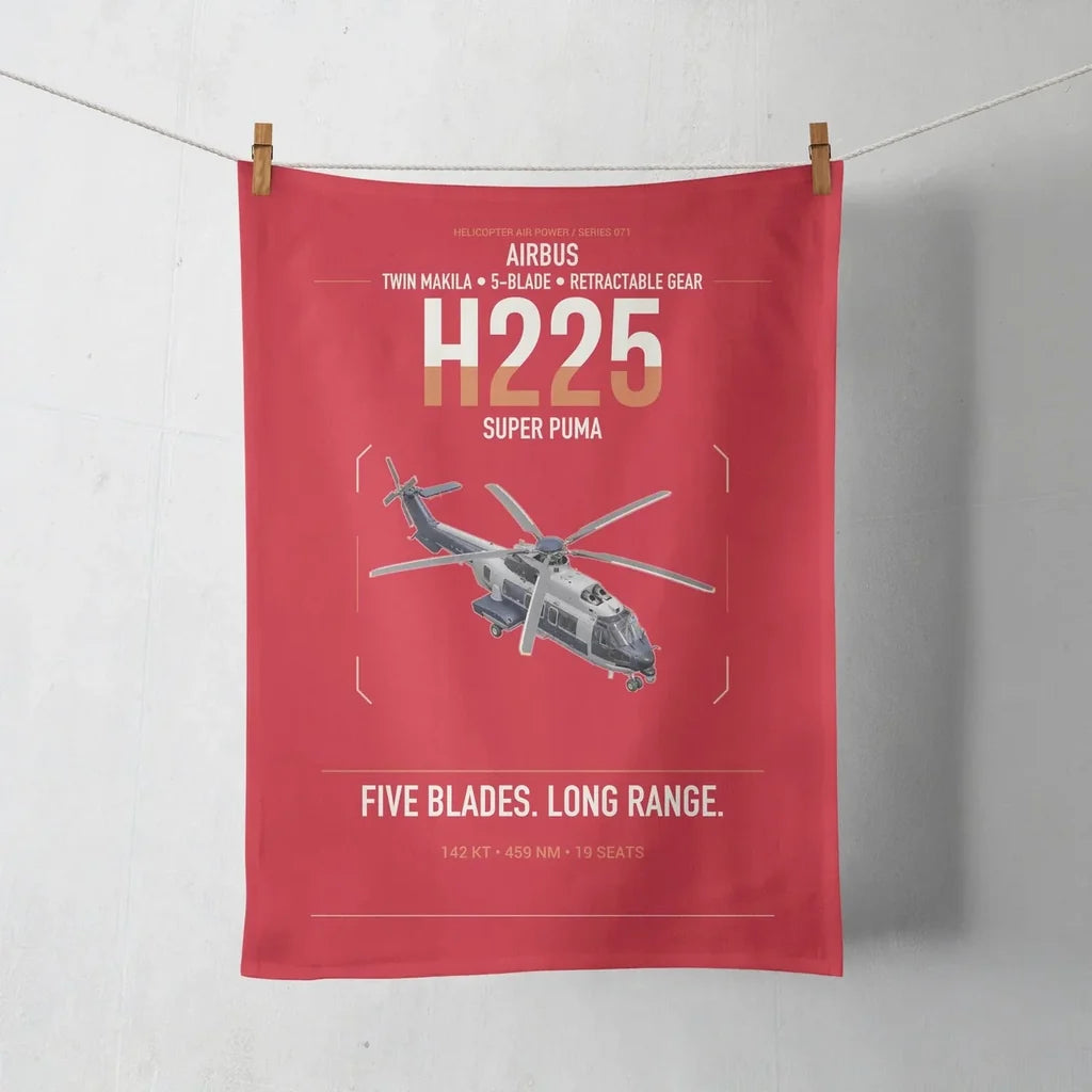 Airbus H225 design on red towel