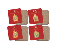 Thumbnail for Lille Airport (LIL) design on red 4 pieces set coaster