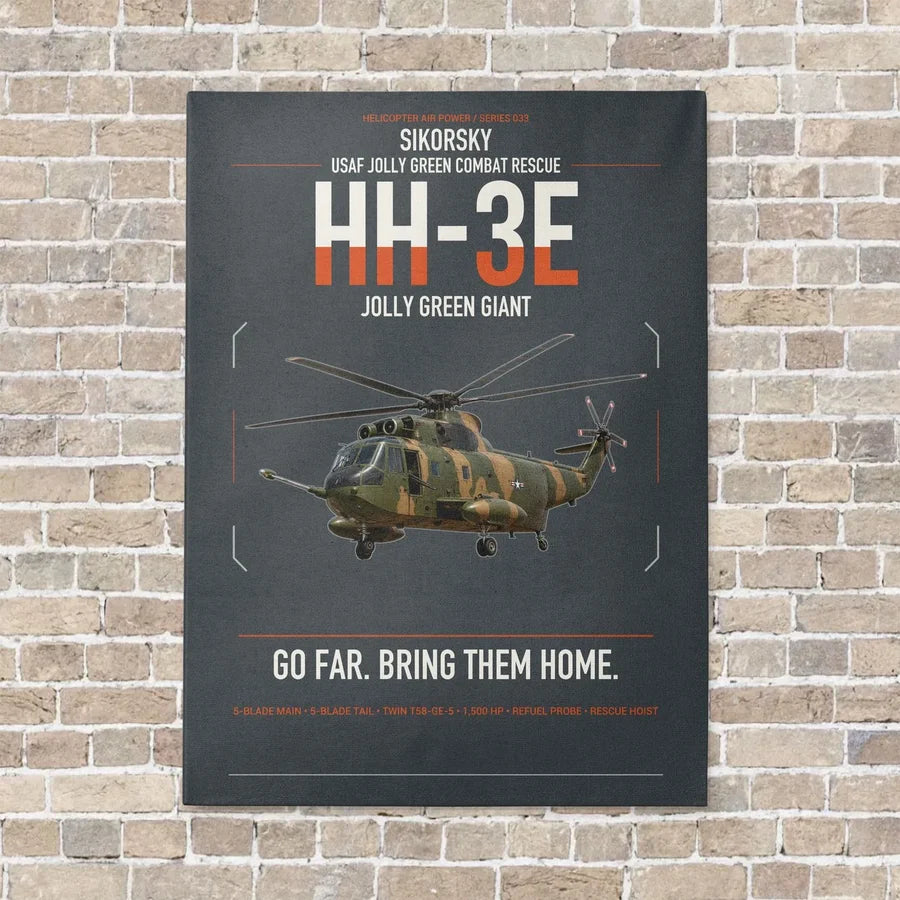 Sikorsky HH-3E Jolly Green Giant vertical canvas print - no frame - gray background
