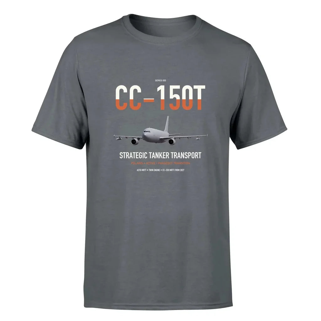 Airbus CC-150T Polaris design on gray double-side t-shirt, single-side print