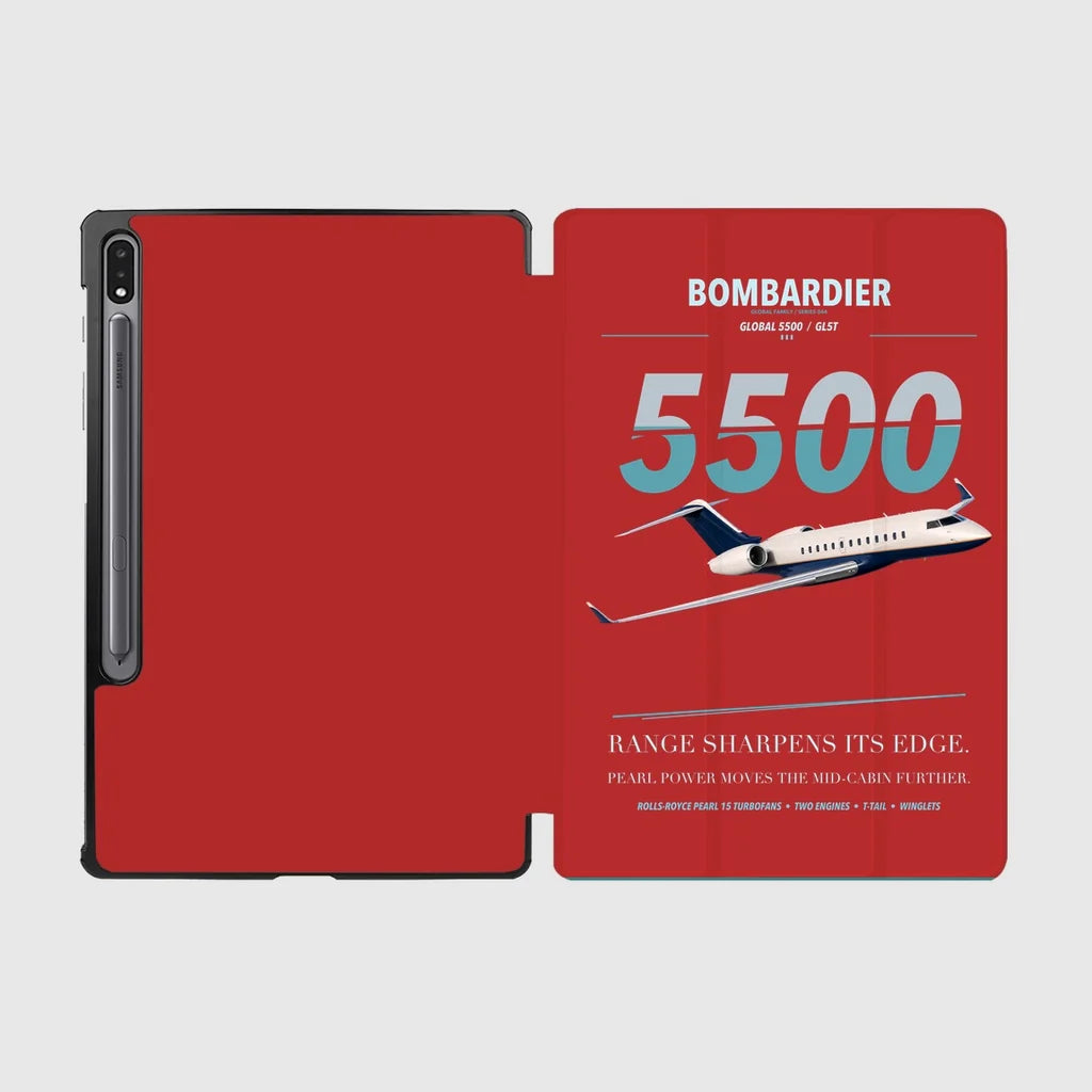 Bombardier Global 5500 design on red samsung tablet tablet case