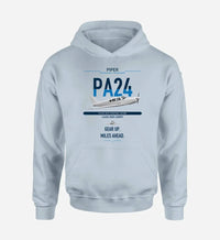 Thumbnail for Piper PA-24-250 Comanche 250 design on light blue double-side hoodie, single-side print