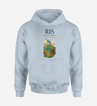 Thumbnail for Rishiri Airport (RIS) design on light blue hoodie single-side print