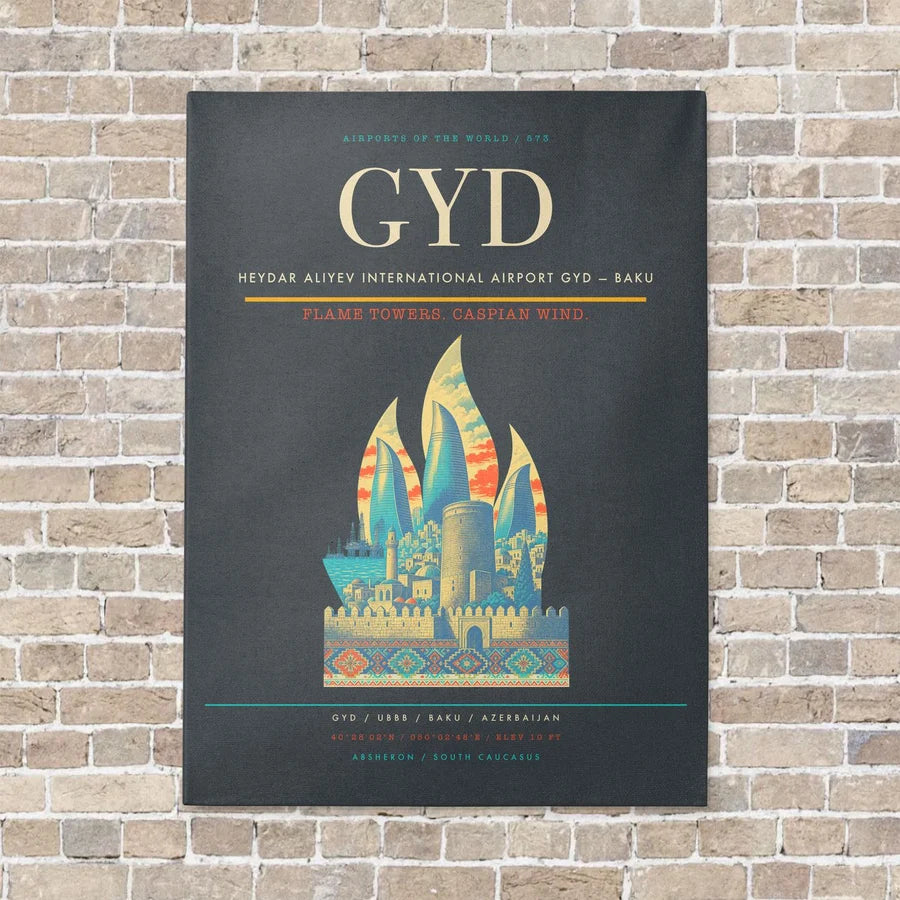 Heydar Aliyev International Airport GYD — Baku vertical canvas print - no frame - gray background