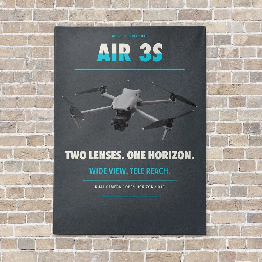 DJI Air 3S vertical canvas print - no frame - gray background
