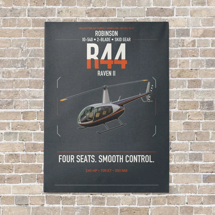 Robinson R44 Raven II vertical canvas print - no frame - gray background