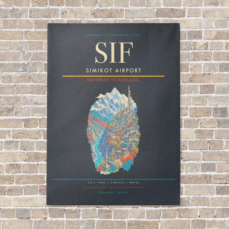 Simikot Airport SIF - Canvas No Frame - Gray
