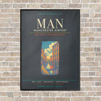 Thumbnail for Manchester Airport MAN - Canvas Framed - Gray