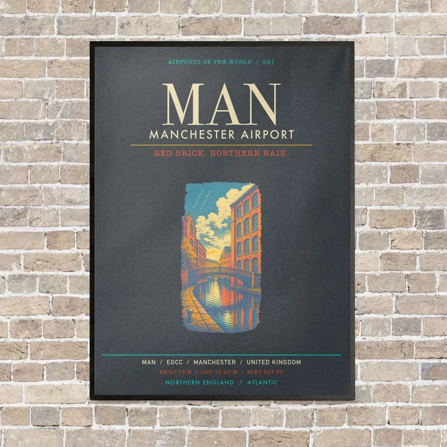 Manchester Airport MAN - Canvas Framed - Gray