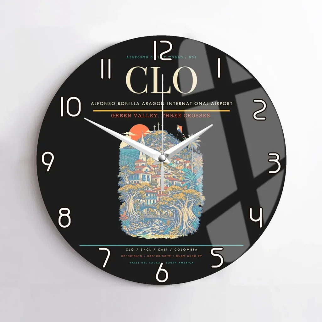 Alfonso Bonilla Aragon International Airport CLO Wall-Clock No-Frame - Black