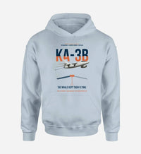 Thumbnail for KA-3B Skywarrior design on light blue double-side hoodie, single-side print