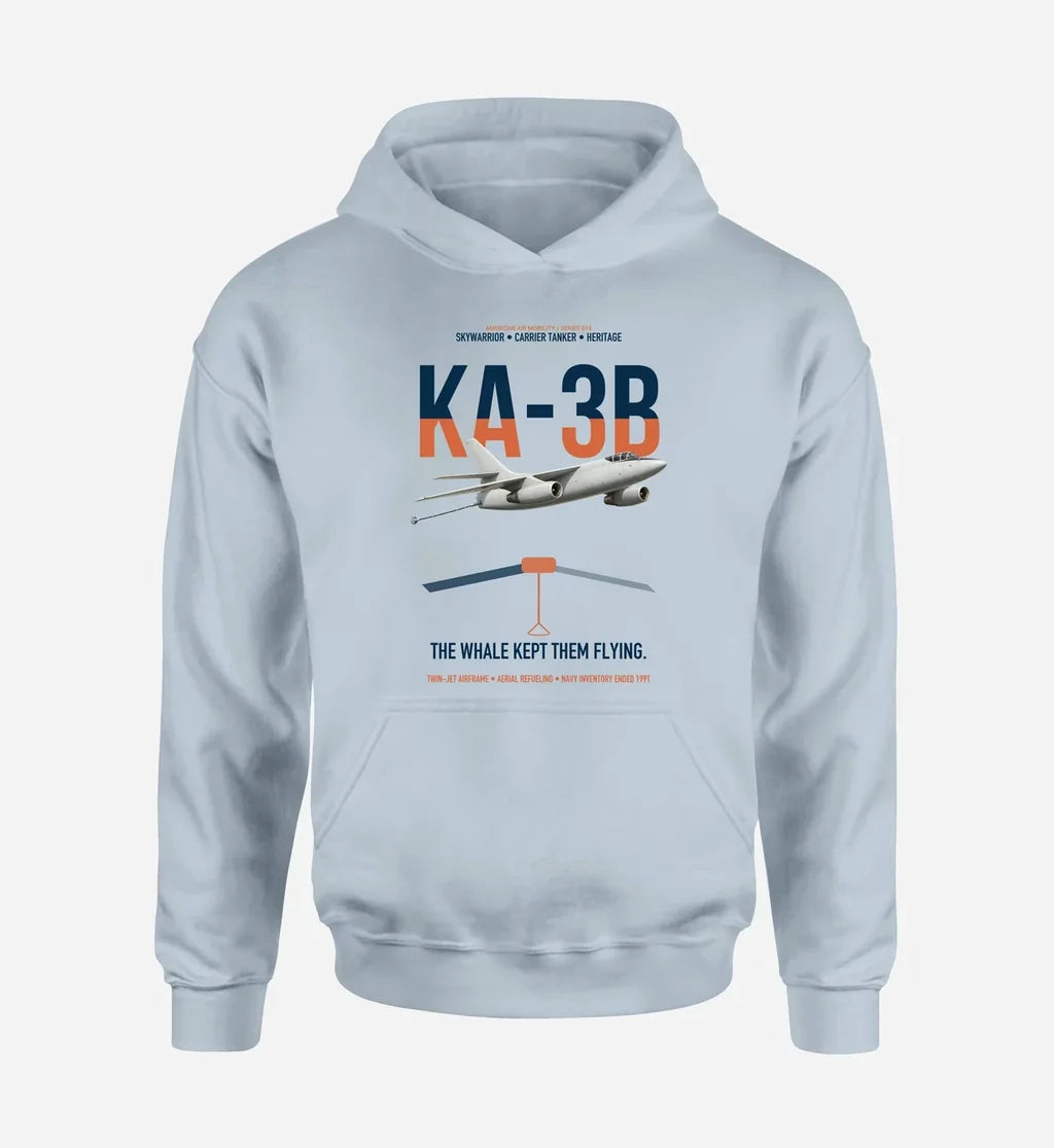 KA-3B Skywarrior design on light blue double-side hoodie, single-side print