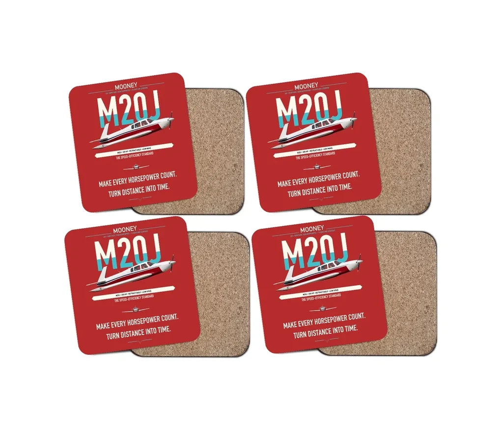 Mooney M20J 201 design on red 4 pieces set coaster