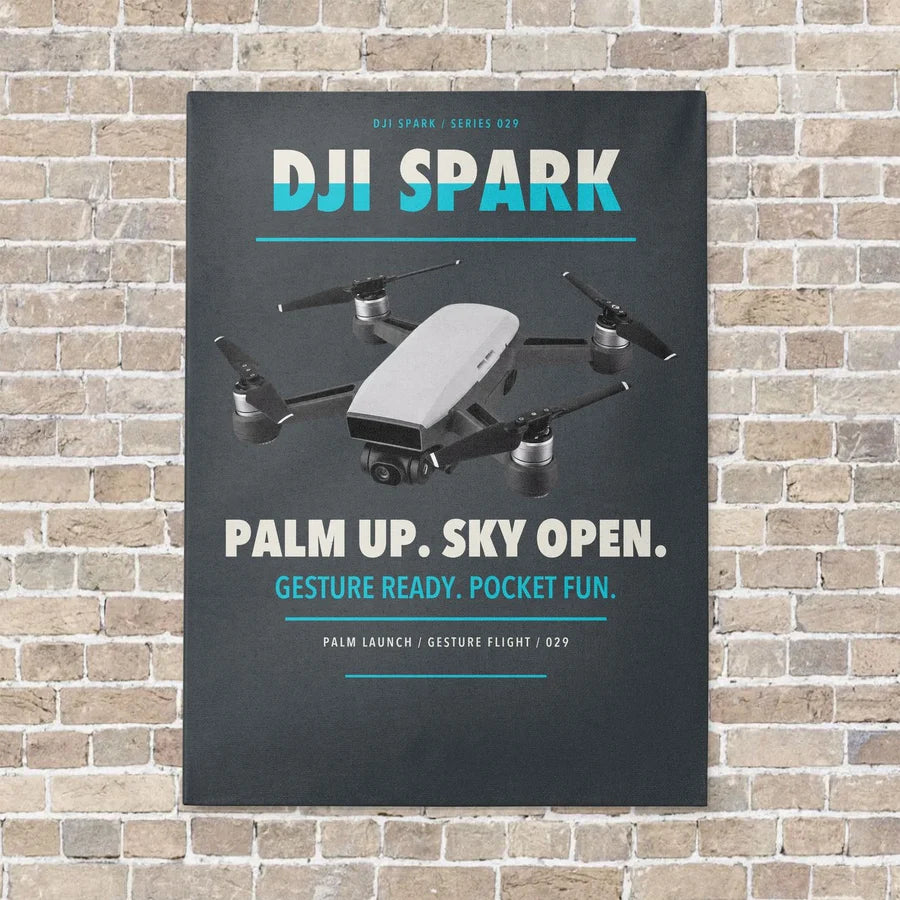 DJI Spark vertical canvas print - no frame - gray background