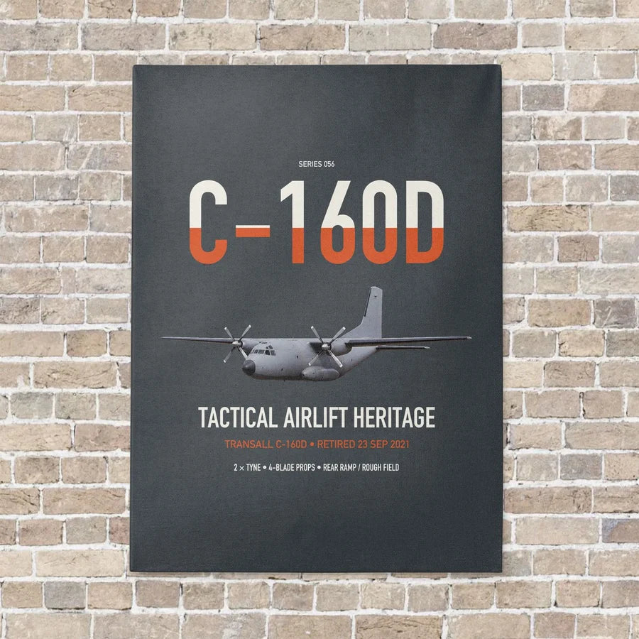 Transall C-160D vertical canvas print - no frame - gray background