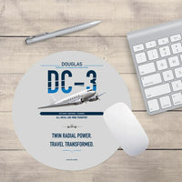 Thumbnail for Douglas DC-3 design on light gray round mouse pad