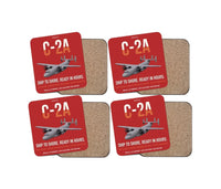 Thumbnail for C-2A Greyhound design on red 4 pieces set coaster