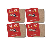 Thumbnail for F-A-18C Hornet design on red 4 pieces set coaster