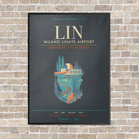 Thumbnail for Milano Linate Airport LIN - Canvas Framed - Gray