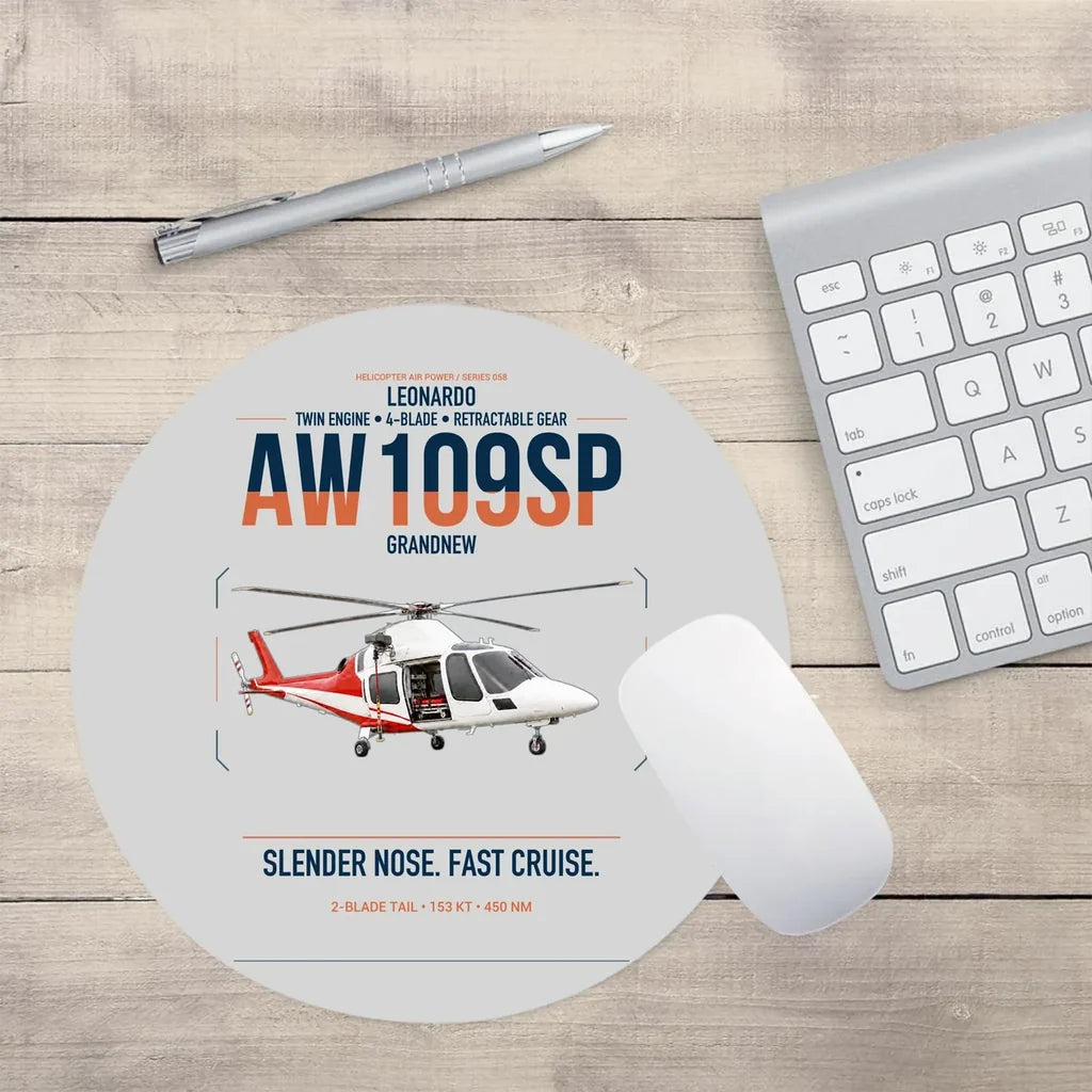 Leonardo AW109SP GrandNew design on light gray round mouse pad