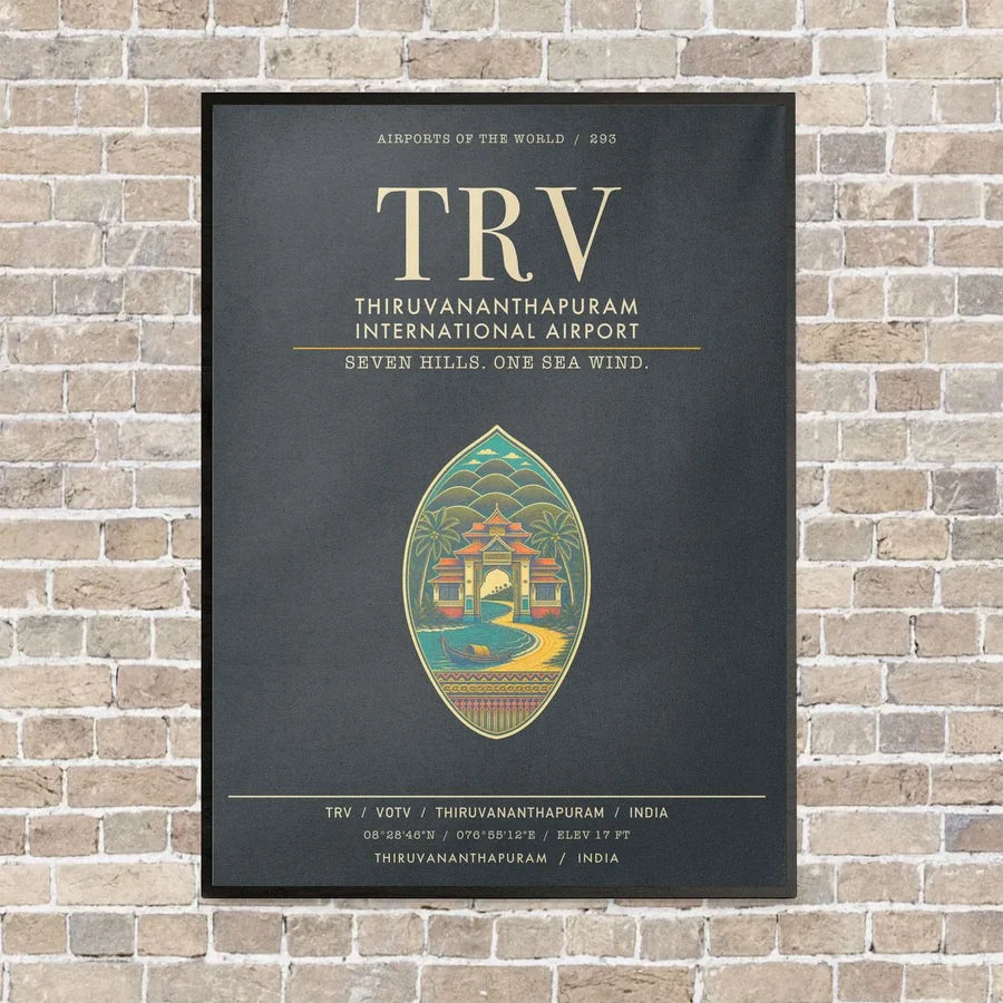Thiruvananthapuram International Airport TRV - Canvas Framed - Gray