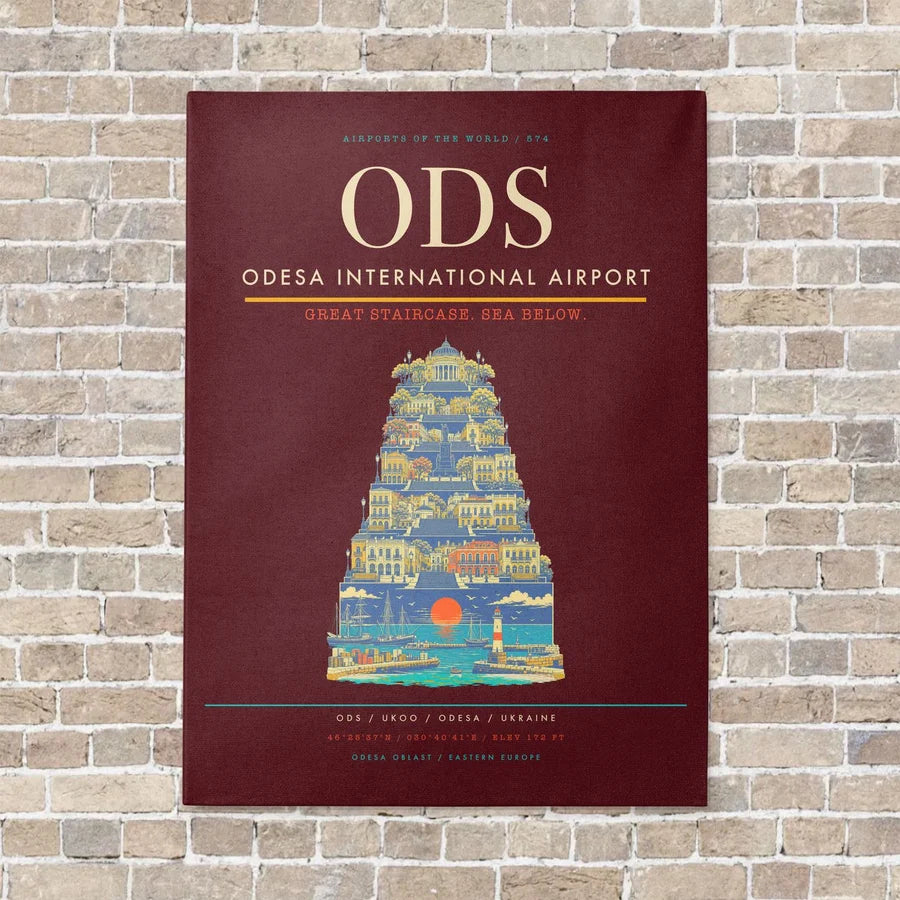 Odesa International Airport ODS - Canvas No Frame - Dark Red