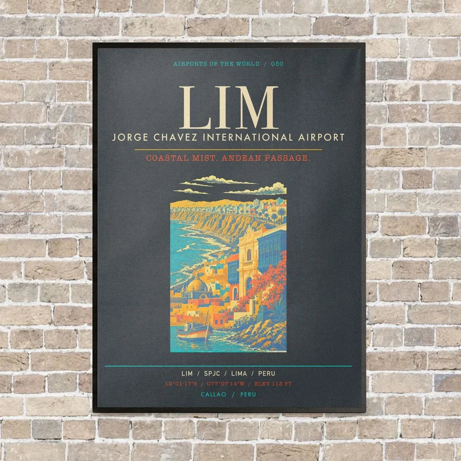 Lima Jorge Chavez International Airport LIM - Canvas Framed - Gray