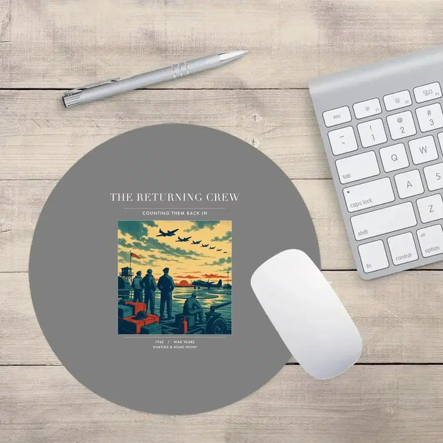 VINTAGE G4519 - The Returning Crew - Designed Mouse Pads design on gray round