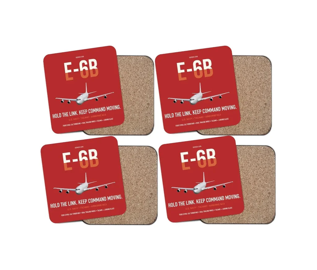E-6B Mercury design on red 4 pieces set coaster
