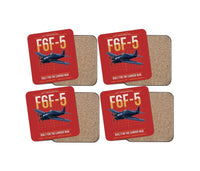 Thumbnail for F6F-5 Hellcat design on red 4 pieces set coaster