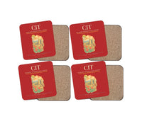 Thumbnail for Shymkent International Airport (CIT) design on red 4 pieces set coaster