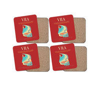 Thumbnail for Juan Gualberto Gómez Airport (VRA) design on red 4 pieces set coaster