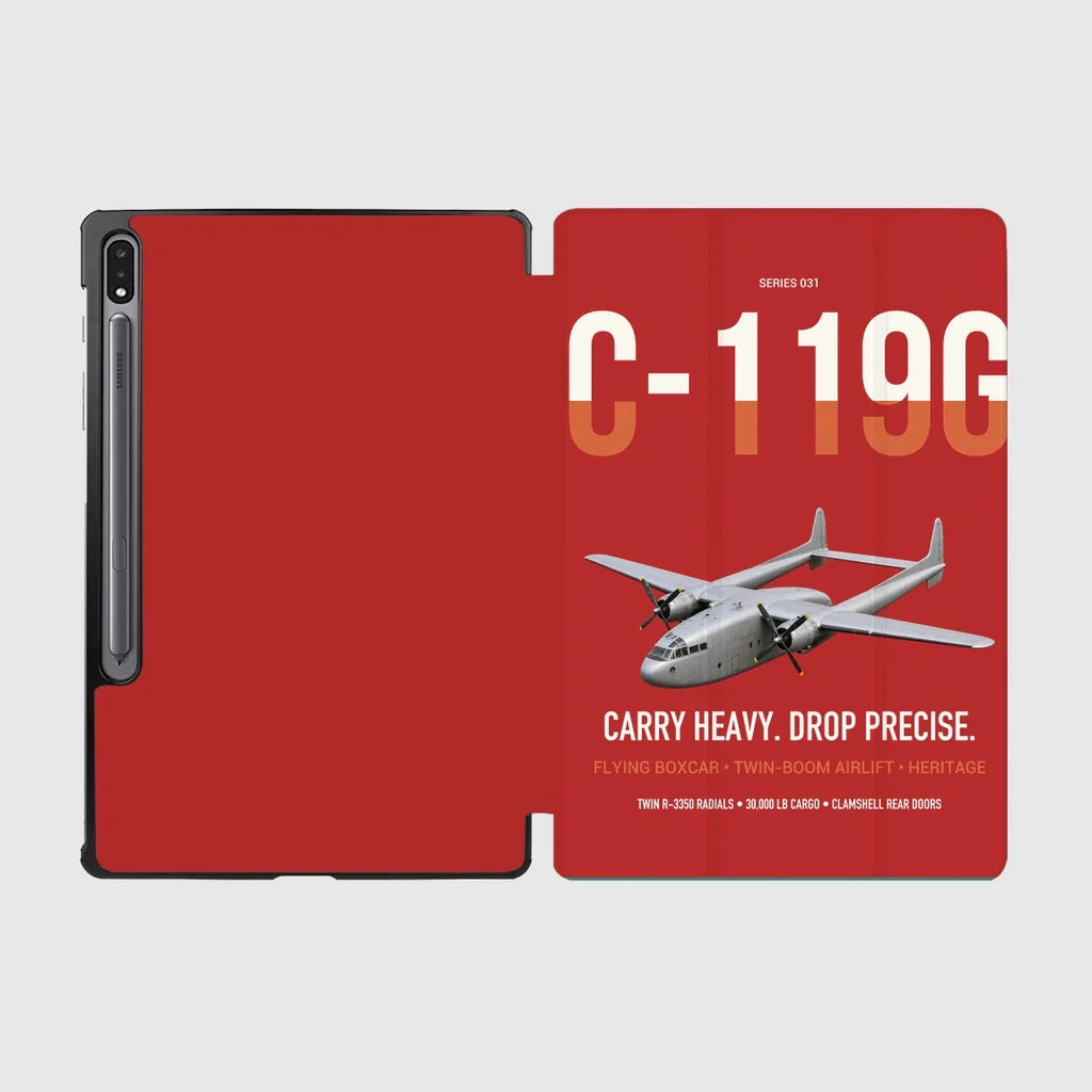 C-119G Flying Boxcar design on red samsung tablet tablet case