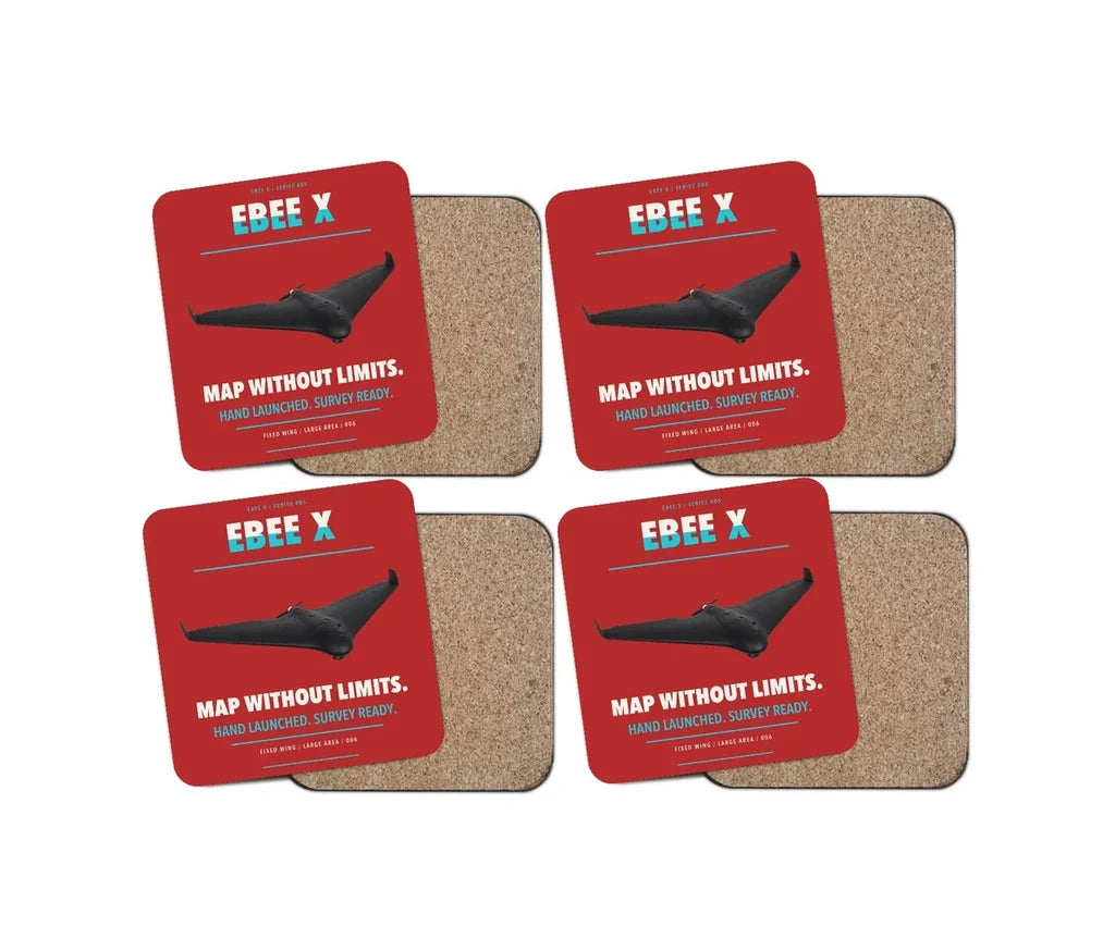 AgEagle eBee X design on red 4 pieces set coaster
