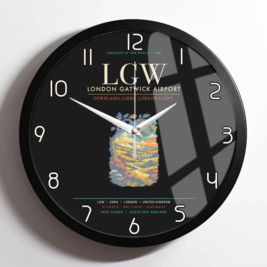 London Gatwick Airport LGW Wall-Clock Framed - Black