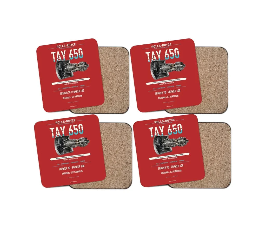 TAY 650 design on red 4 pieces set coaster