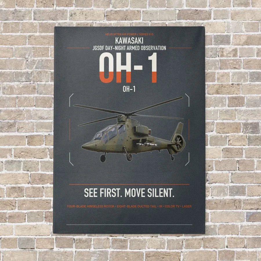 Kawasaki OH-1 vertical canvas print - no frame - gray background