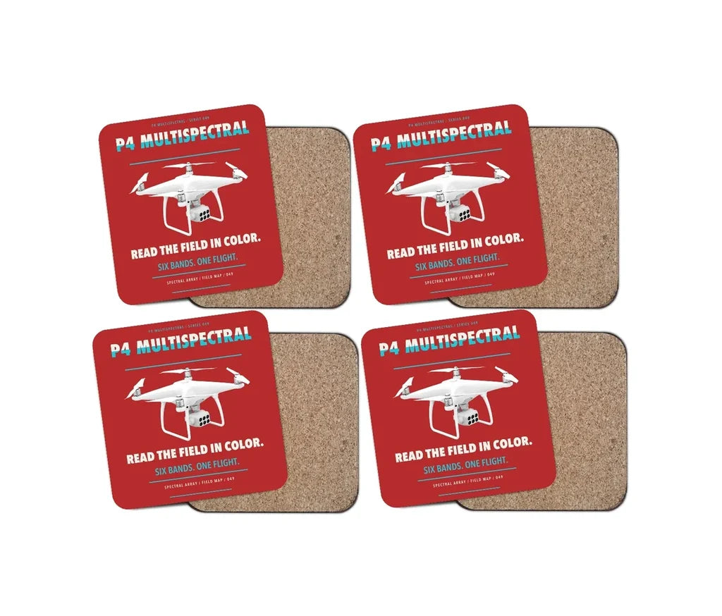 DJI P4 Multispectral design on red 4 pieces set coaster