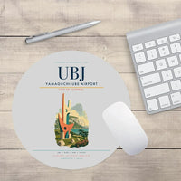 Thumbnail for Yamaguchi Ube Airport (UBJ) design on light gray round mouse pad