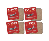 Thumbnail for C-123K Provider design on red 4 pieces set coaster