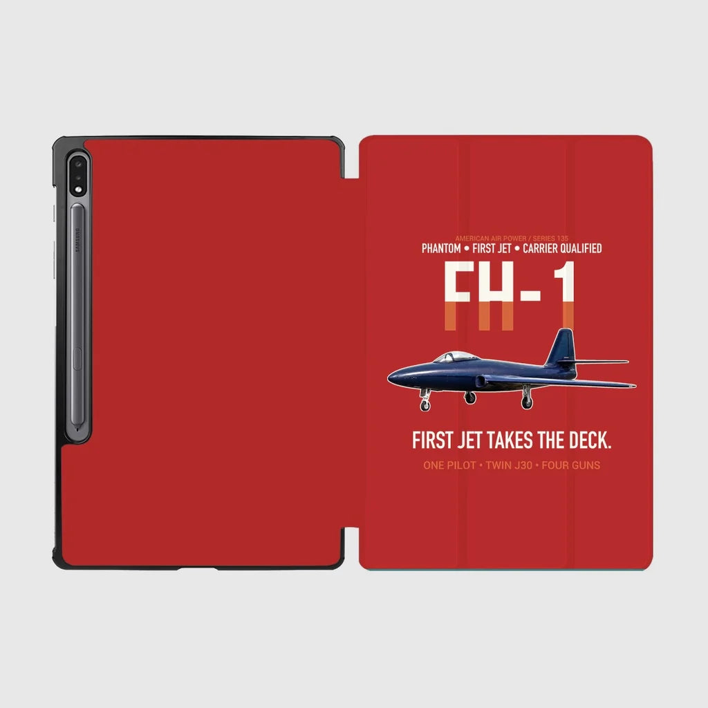 FH-1 Phantom First Jet Takes the Deck design on red samsung tablet tablet case