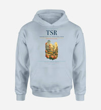 Thumbnail for Timișoara Traian Vuia International Airport (TSR) design on light blue hoodie single-side print