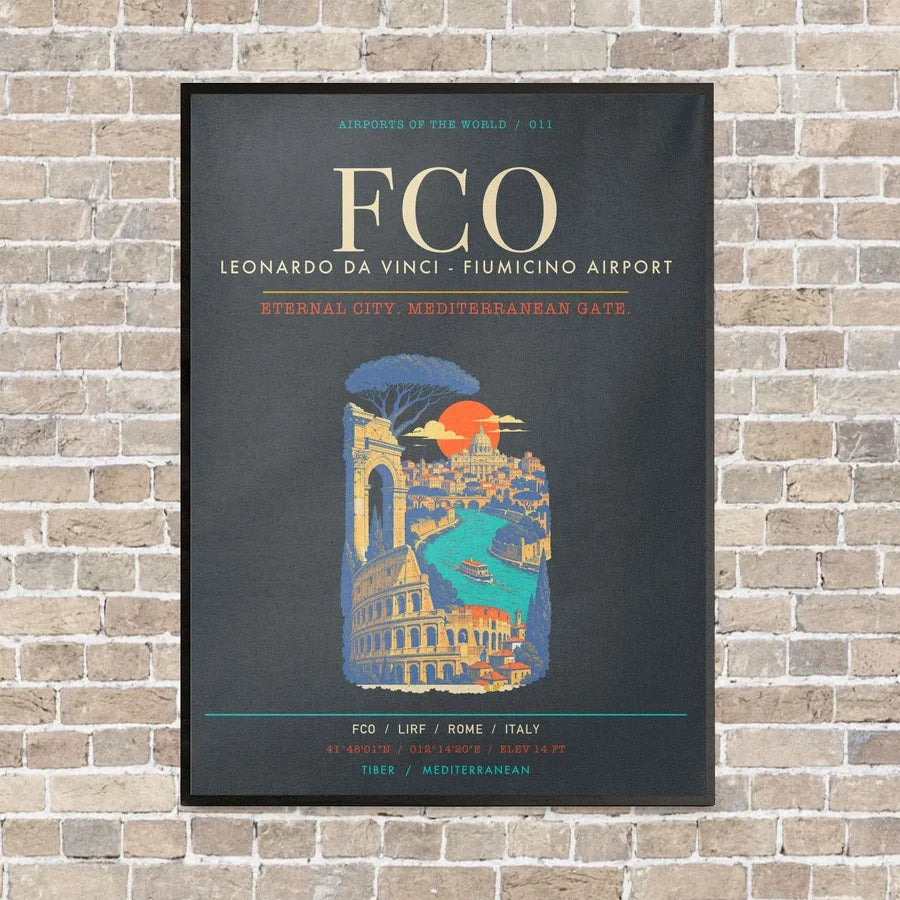 Rome Leonardo da Vinci Fiumicino Airport FCO - Canvas Framed - Gray