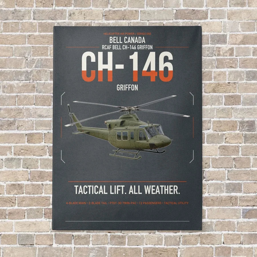 Bell Canada CH-146 Griffon vertical canvas print - no frame - gray background