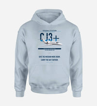 Thumbnail for Cessna Citation CJ3+ design on light blue double-side hoodie, single-side print