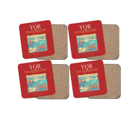 Thumbnail for Regina International Airport (YQR) design on red 4 pieces set coaster