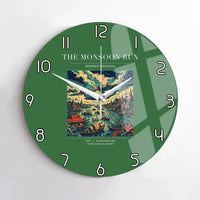 Thumbnail for VINTAGE G4061 - The Monsoon Run - Designed Wall Clocks design on green no-frame