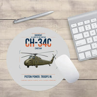 Thumbnail for Sikorsky CH-34C Choctaw design on light gray round mouse pad