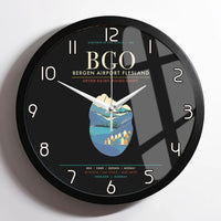 Thumbnail for Bergen Airport Flesland BGO - Seven-Rain Fjord Tapestry Wall-Clock Framed - Black
