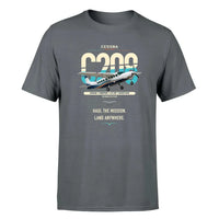 Thumbnail for Cessna 208 Caravan design on gray t-shirt, single-side print